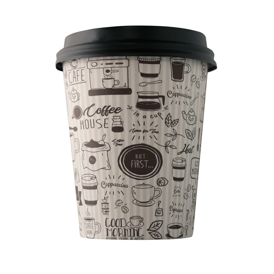 Empress EHC10-P Paper Hot Cup 10oz Squat Stock Good Day Print 1000/CS