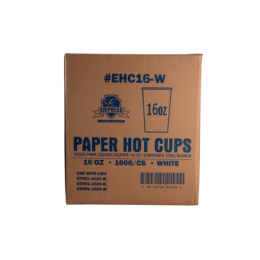 Empress EHC16-W Paper Hot Cup 16oz White 1000/CS