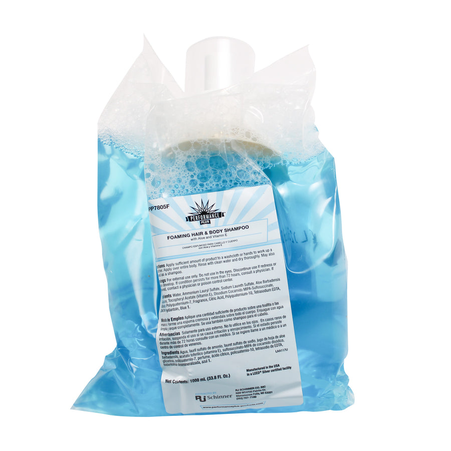 Performance Plus PP7805F Foaming Hair & Body Shampoo 1000 ml Blue with Aloe Fragrance 6/CS