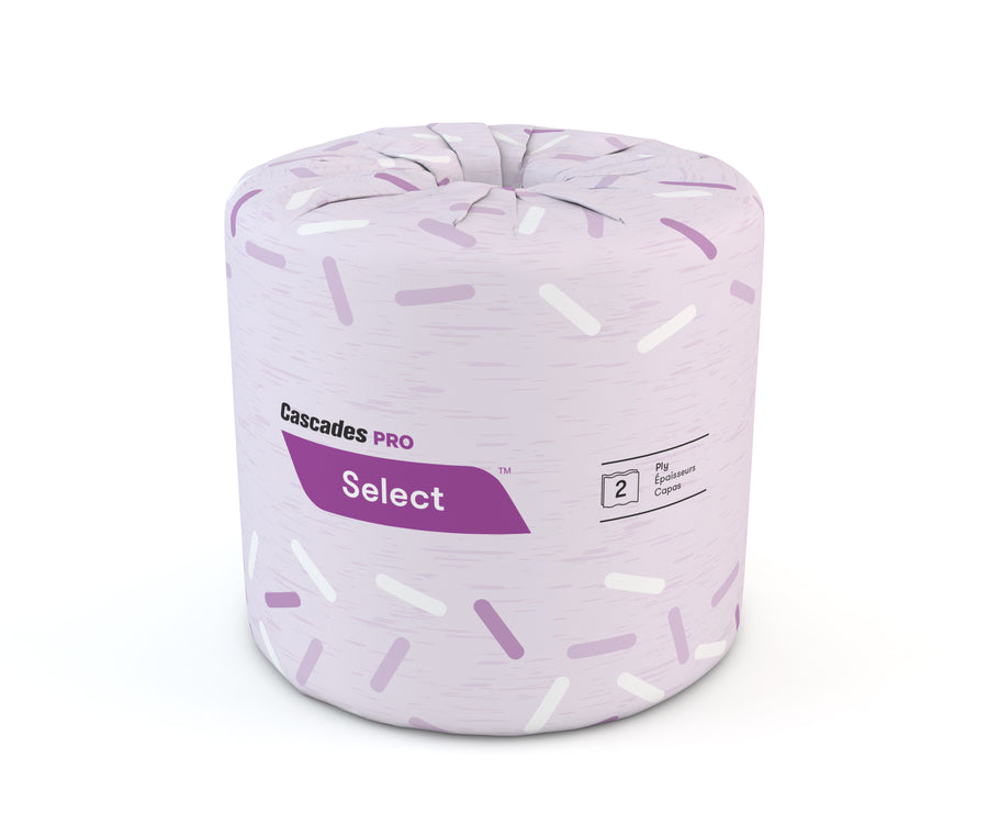 Cascades PRO B040 Select Standard Bath Tissue 4" X 3.2" 2-Ply 500 Sheets 96/CS