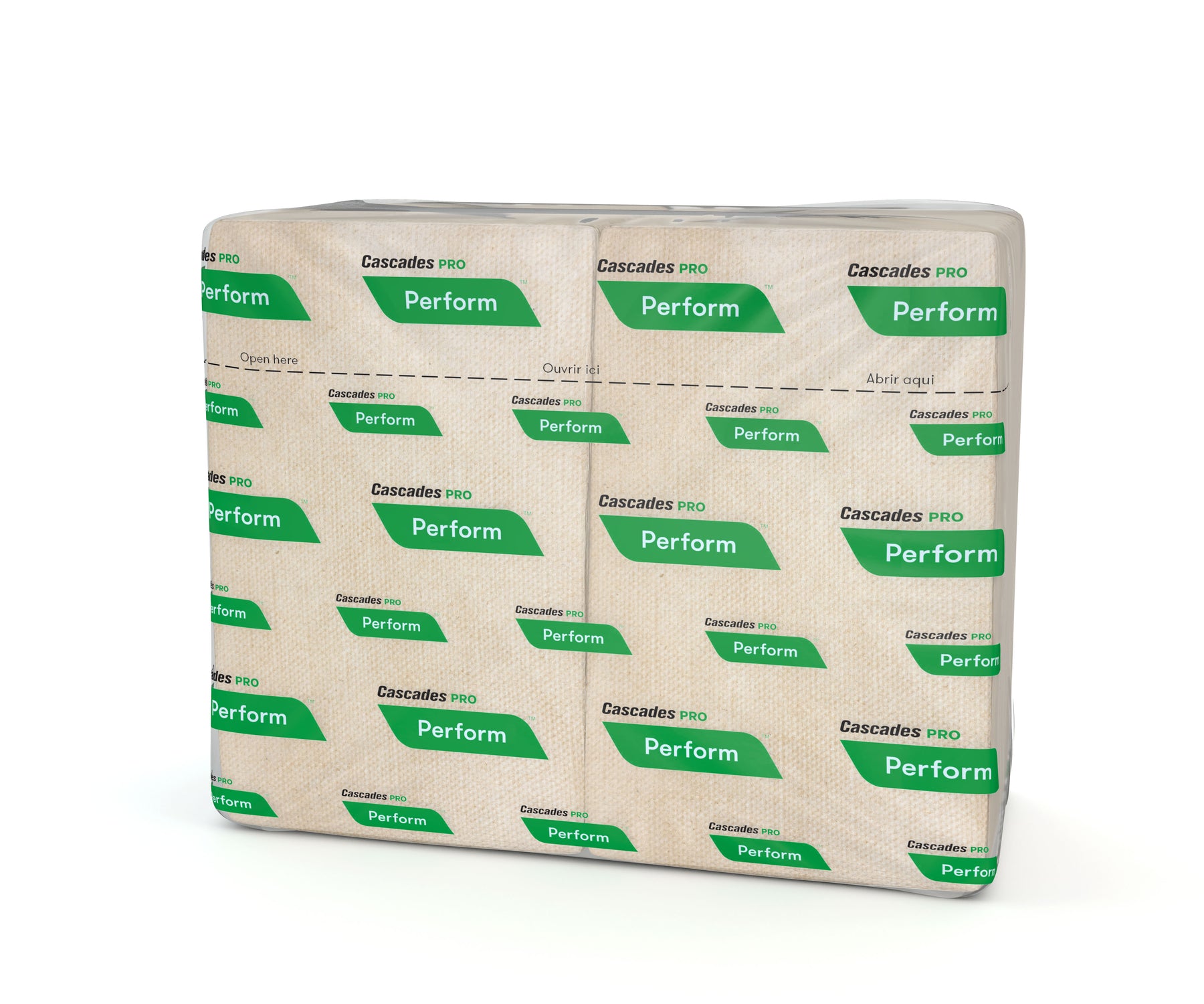 Cascades PRO T411 Perform Interfold Napkin Natural 8.5" X 12.63" 1-Ply, 376 Sheets, 16/CS