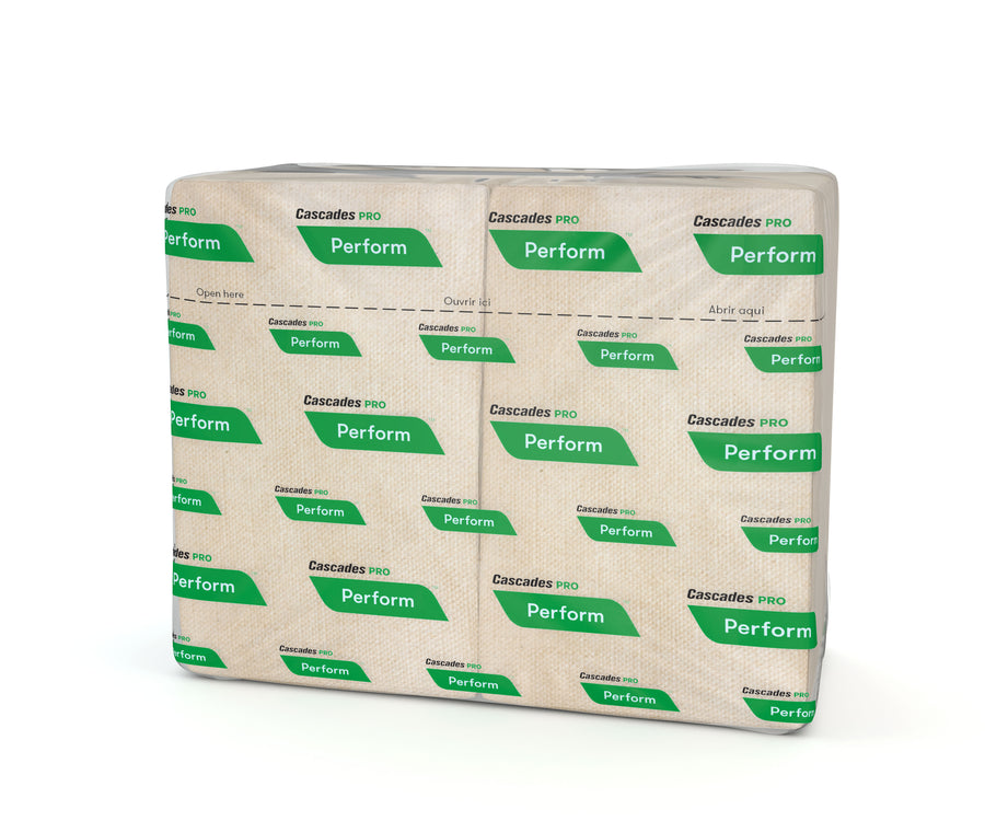 Cascades PRO T411 Perform Interfold Napkin Natural 8.5" X 12.63" 1-Ply, 376 Sheets, 16/CS