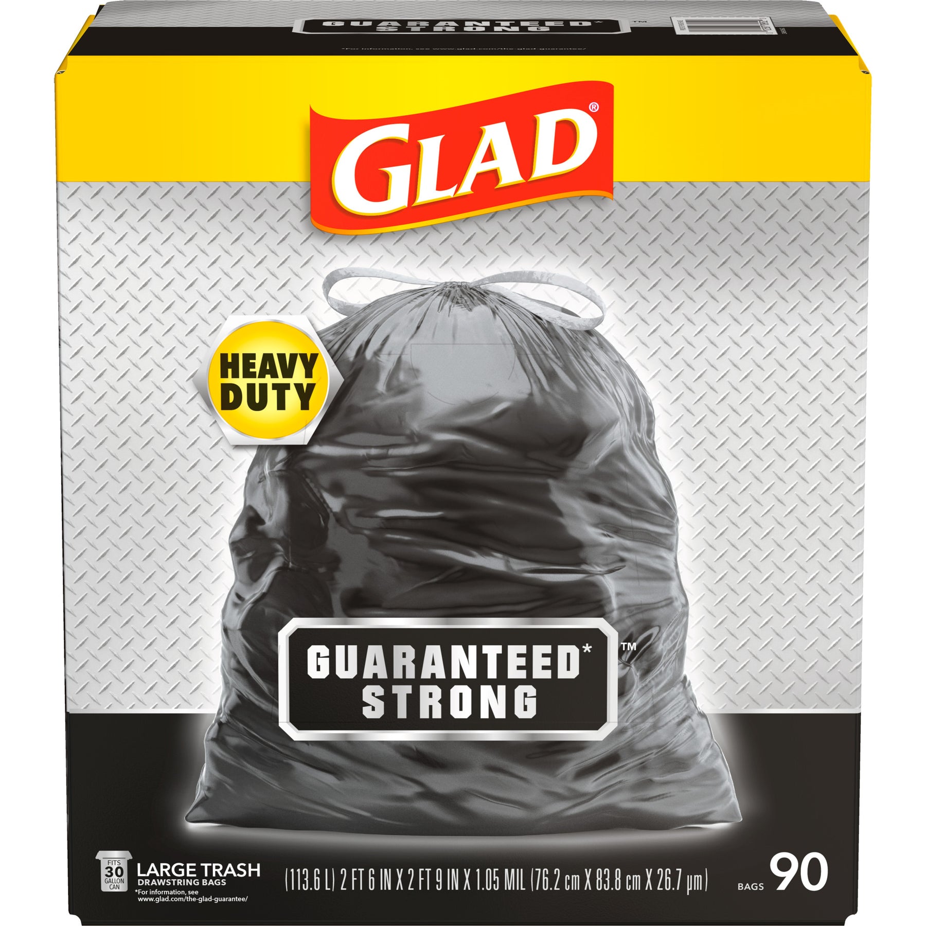Clorox 78952 Glad Guaranteed Strong Trash Bags 30 Gallon Black 90 Count