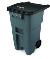 Rubbermaid FG9W2700GRAY-EA Brute Rollout Waste Container Gray 50 Gallon / 189 Liter w/ Lid