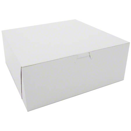 Southern Champion 1573 10" X 10" X 4" Bakery Box White, Non-Window, Lock-Corner 100/CS