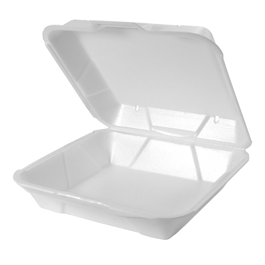 Genpak 25000V Vented Jumbo Hinged Foam Container White 1 Cmpt 10.25" x 9.25" x 3.25" 200/CS
