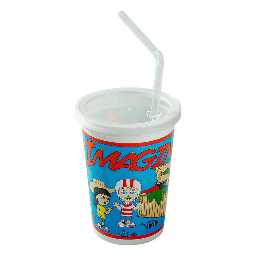 Amercareroyal KCT250IT 12 oz Kids Cup Combo Cup / Lid Straw, Imagination Theme 250/CS