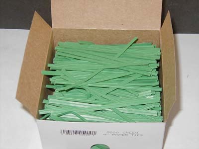 Bedford Industries 4ttg 4" x 3/16" Green Twist Tie Paper with Single Wire 2000/BX