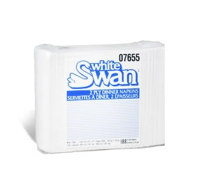 Kruger 07655 White Swan Dinner Napkin White 1/8 Fold 2 Ply 15" x 16" 3008/CS