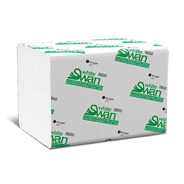 Kruger 06650 White Swan Interfold White Napkin Diamond Embossing 2 Ply 6.5" x 8" 6000/CS