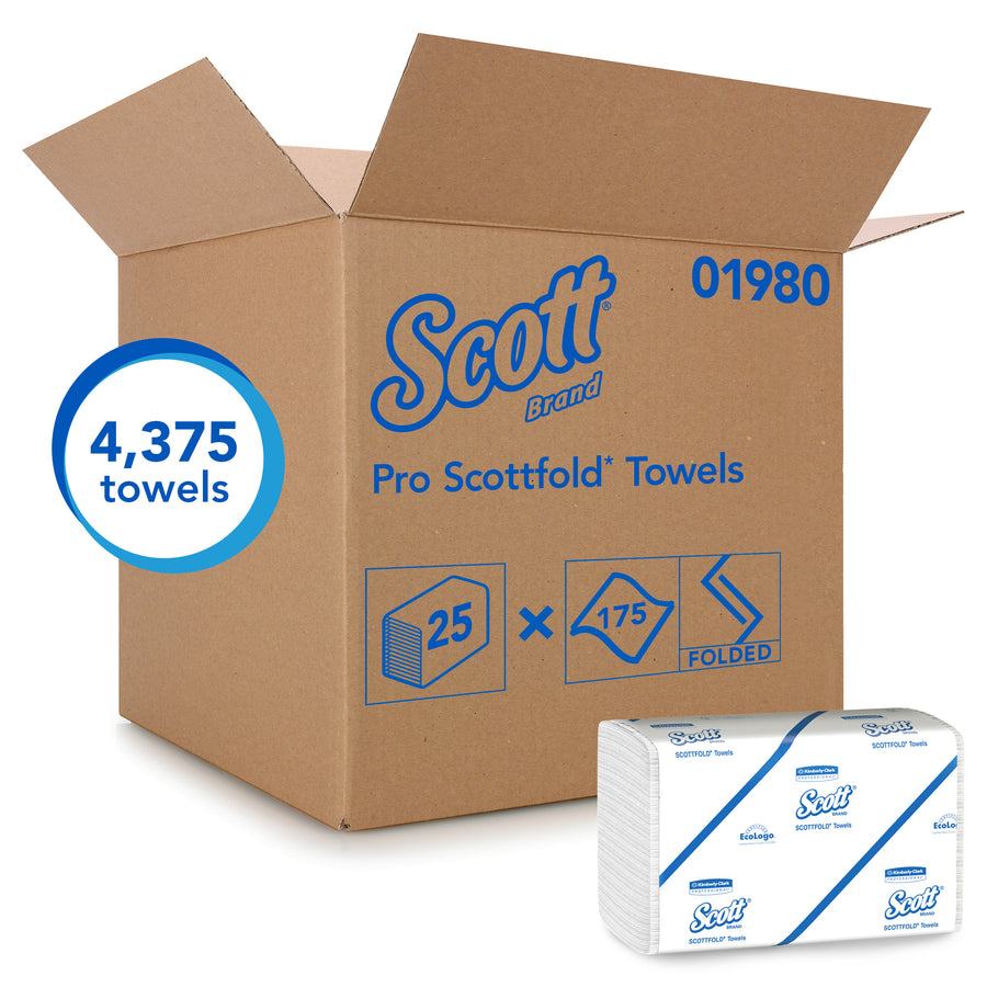 Scott 01980 Scott Scottfold M Towels White 9.4" x 12.4" 4375/CS