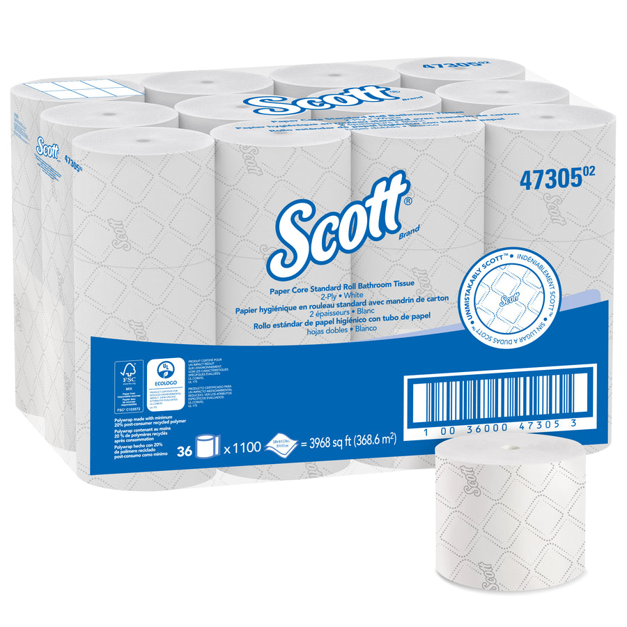 Scott 47305 Scott High Capacity Bath Tissue White 3.9"x3.7" 1100 SHT Paper Core 36/CS