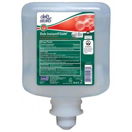 Deb Instantfoam IFC1L InstantFoam Hand Sanitize Cartridge Clear Unscented 1000mL 6/CS