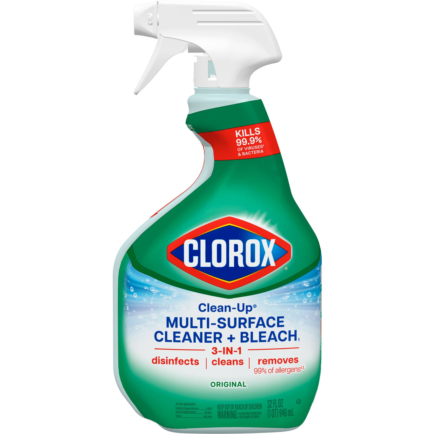 Clorox 31221 Clean-Up All Purpose Cleaner 32 oz. Spray, Original w/ Bleach 9/CS