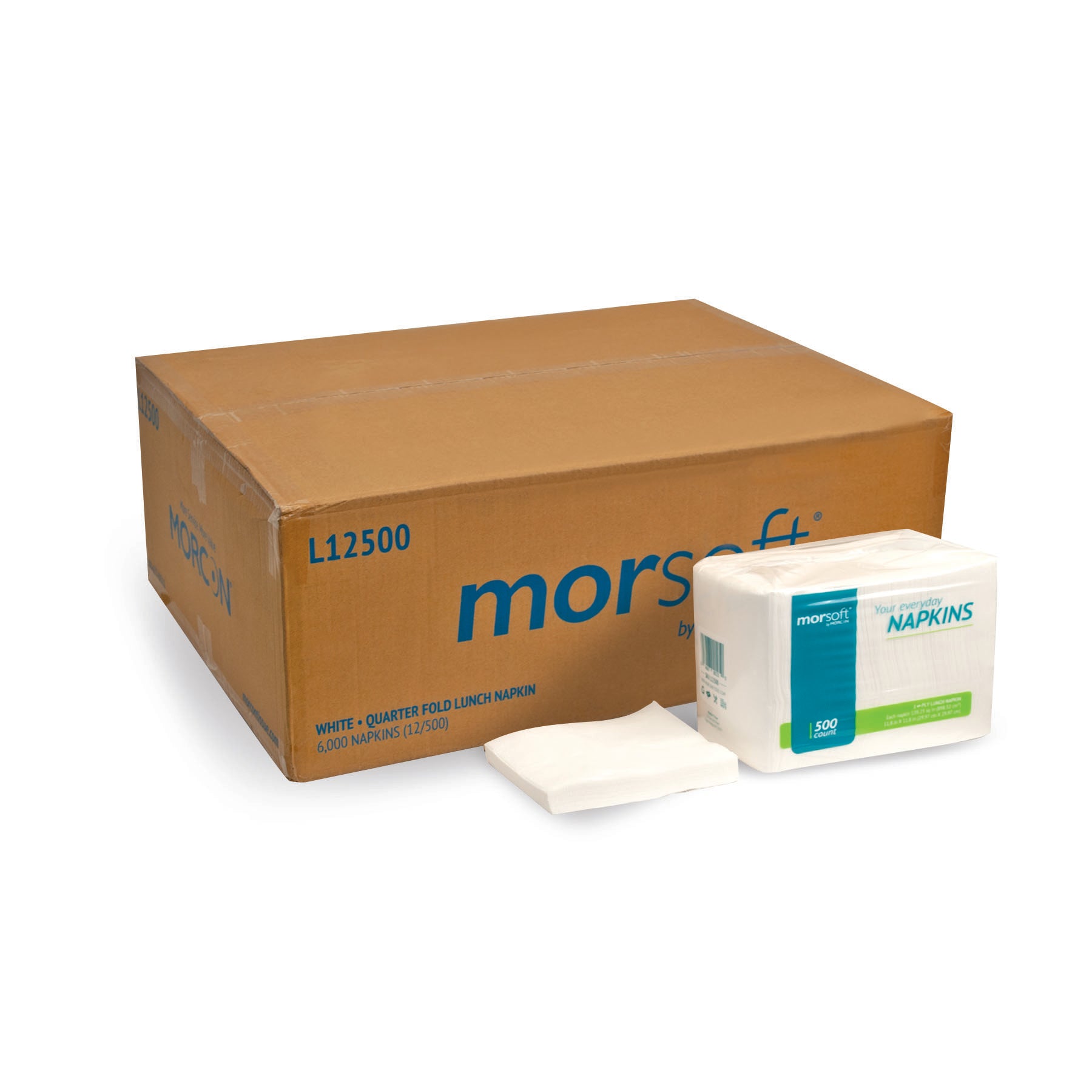 Morsoft L12500 11.8" X 11.8" Lunch Napkin White 1-Ply 6000/CS