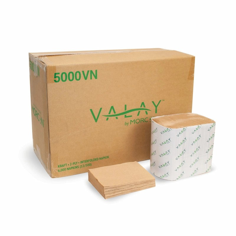 Valay 5000VN 6.3" X 8.85" Valay Napkin Kraft 2-Ply 6000/CS