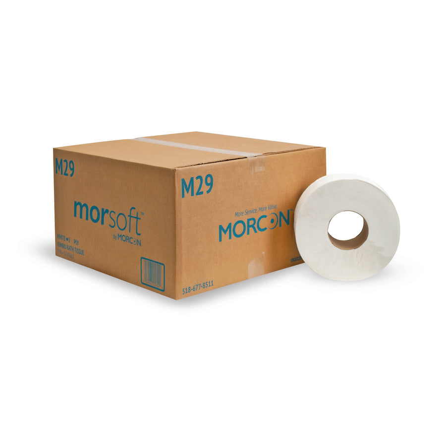Morsoft M29 9" Jumbo Roll Bath Tissue White 2-Ply 3.3" Core 625' 12/CS