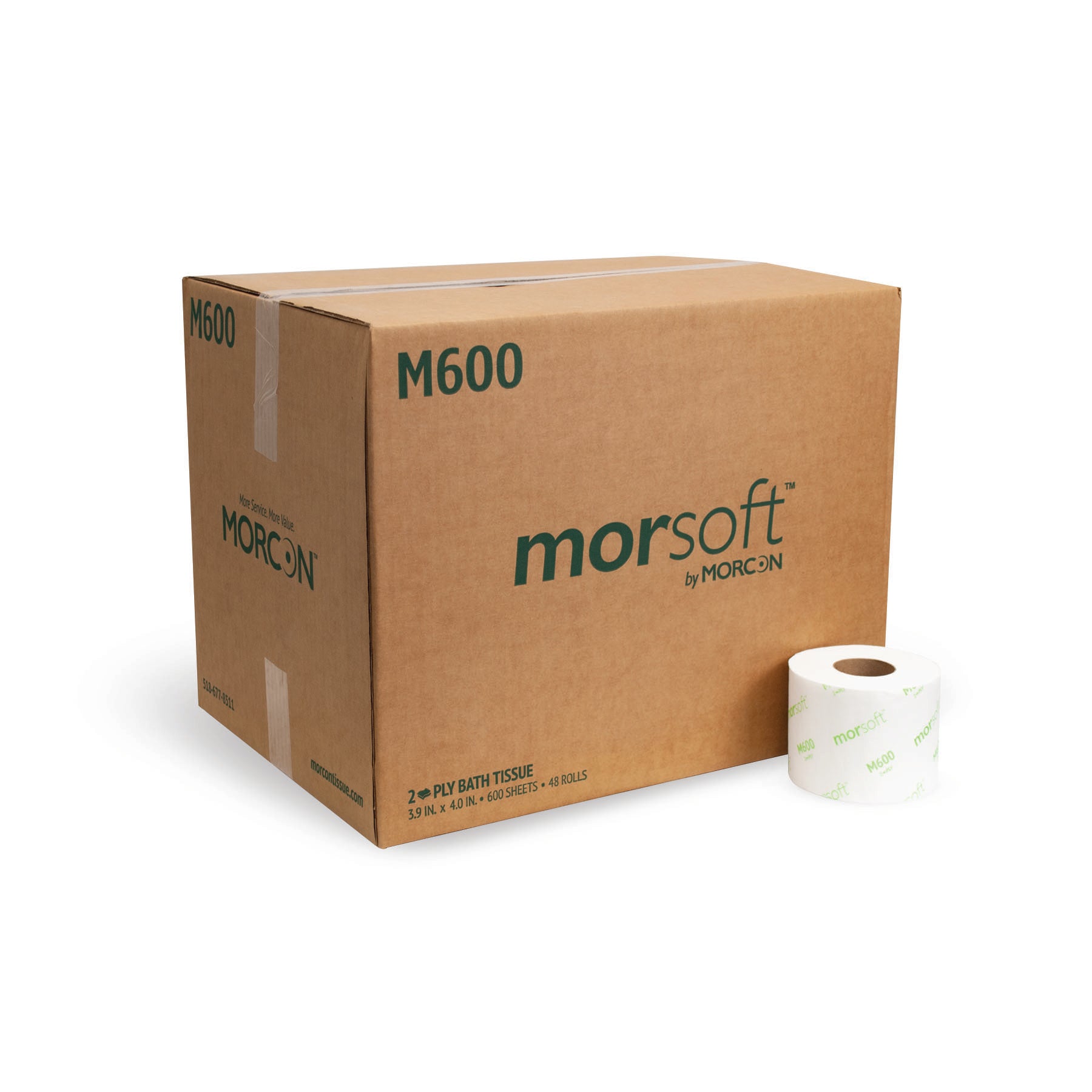 Morsoft M600 2" Core White Bath Tissue 3.9" X 4" 2-Ply 600 Sheets 48/CS
