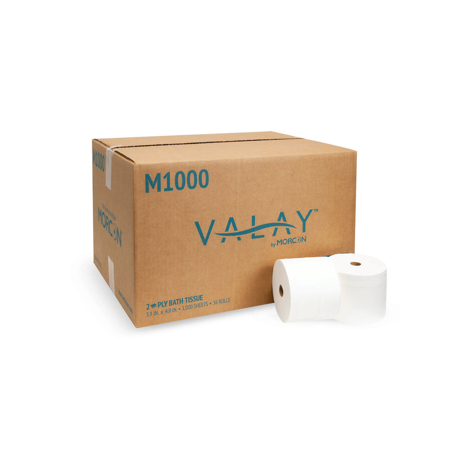 Morsoft M1000 0.75" Core White Bath Tissue 3.9" X 4" 2-Ply 1000 Sheets 36/CS