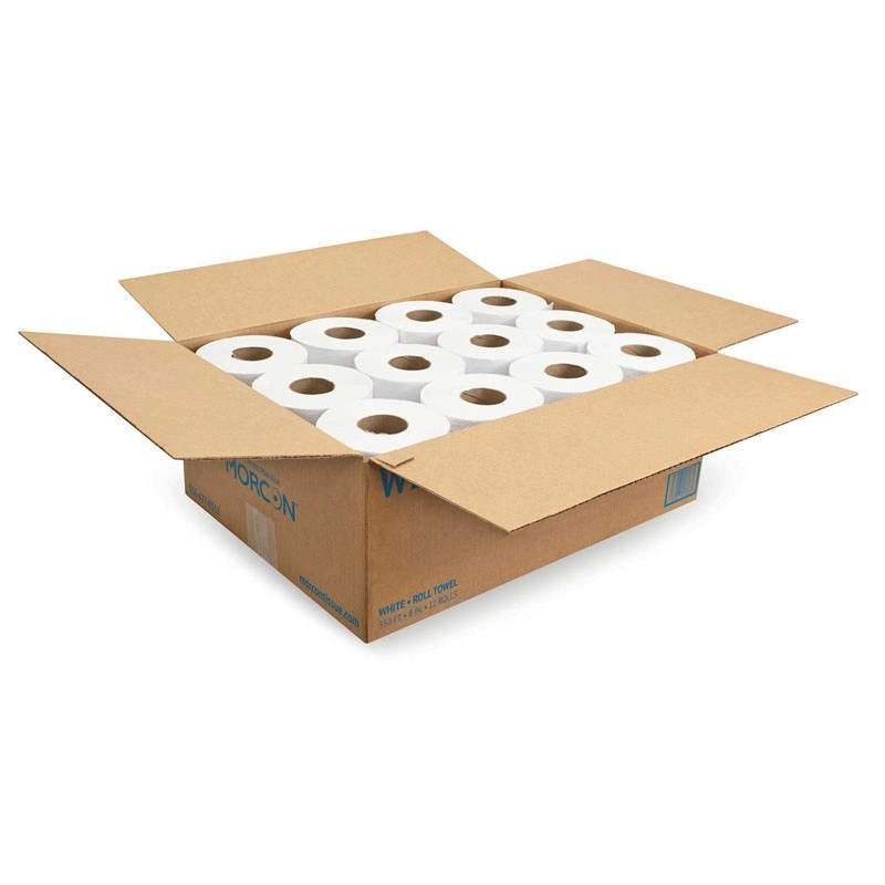 Morsoft W12350 8" Universal Hardwound Roll Towel White 1-Ply 2" Core 350' 12/CS