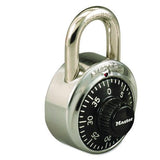 Master Lock 1525 Combination Stainless Steel Padlock with Key Cylinder, 1.87" Wide, Black/Silver 2