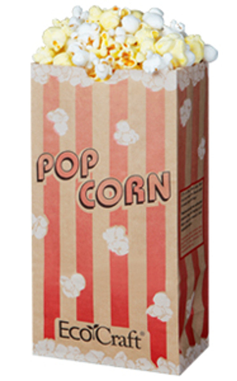 Bagcraft 300611 EcoCraft Theater Popcorn Bag 46 oz. Red Stripe 1000/CS