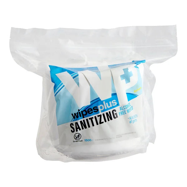 CFS Brands 37502 Sanitizing Alcohol Free Wipes Resealable Refill Bag, 1500 Count 4/CS