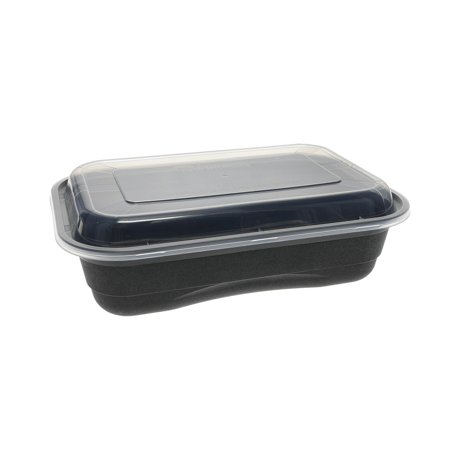 Pactiv NV2GRT3688B Rectangular Black Container 36 oz, 8.4" x 5.6" x 2" 150/CS