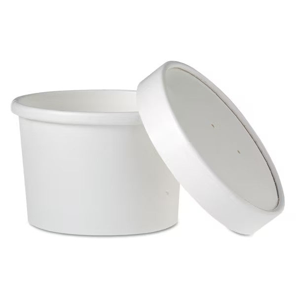 Solo Cup KHSB8A-2050 8 oz Squat Food Container w/ Lid Paper White 250/CS