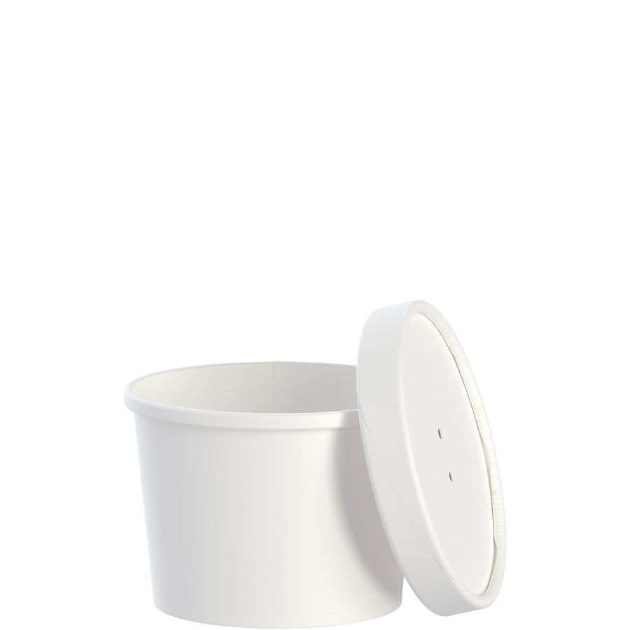 Solo Cup KHSB12A-2050 12 oz Squat Food Container w/ Lid White 250/CS