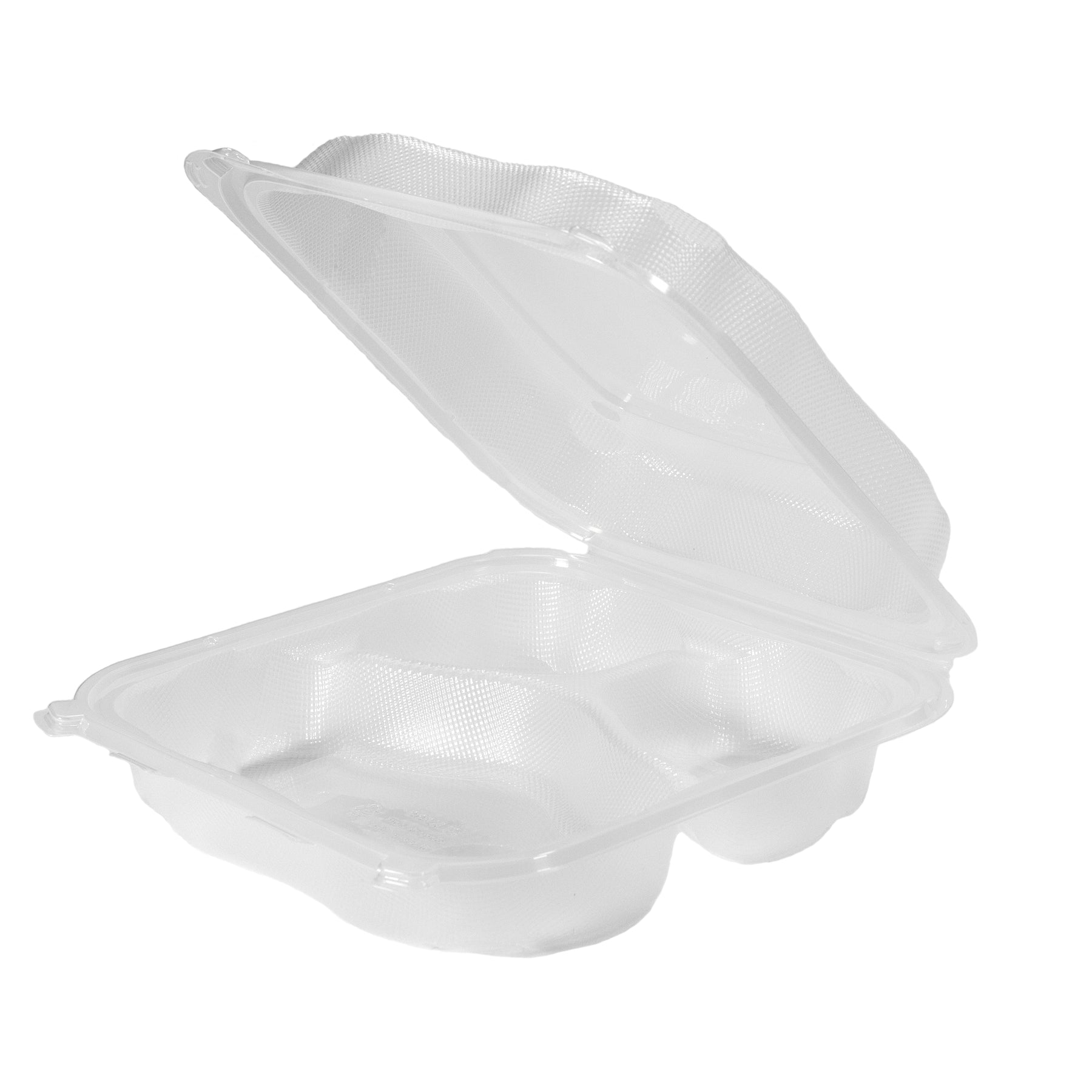 Genpak CLX399-CL Clover XL 3 Comp Hinged Container 9.23" x 9.23" x 3" Clear 150/CS