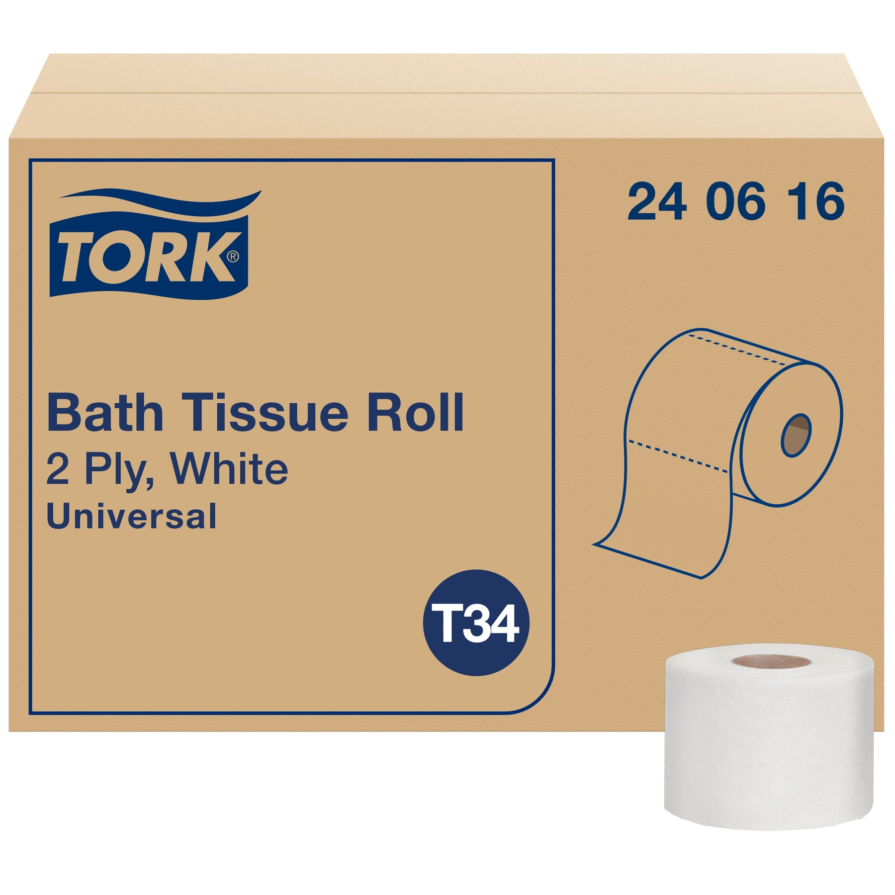 Essity 240616 Tork Universal Bath Tissue Roll White 3.75" x 4" 2-Ply 616 Sheets 48/CS