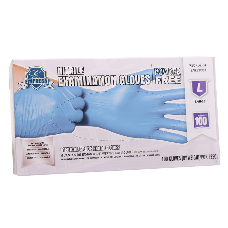 Empress ENEL2003 Exam Grade Nitrile Glove Blue Powder Free Large 1000/CS