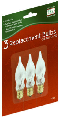 HW 3PK C7CLR Flame Bulb