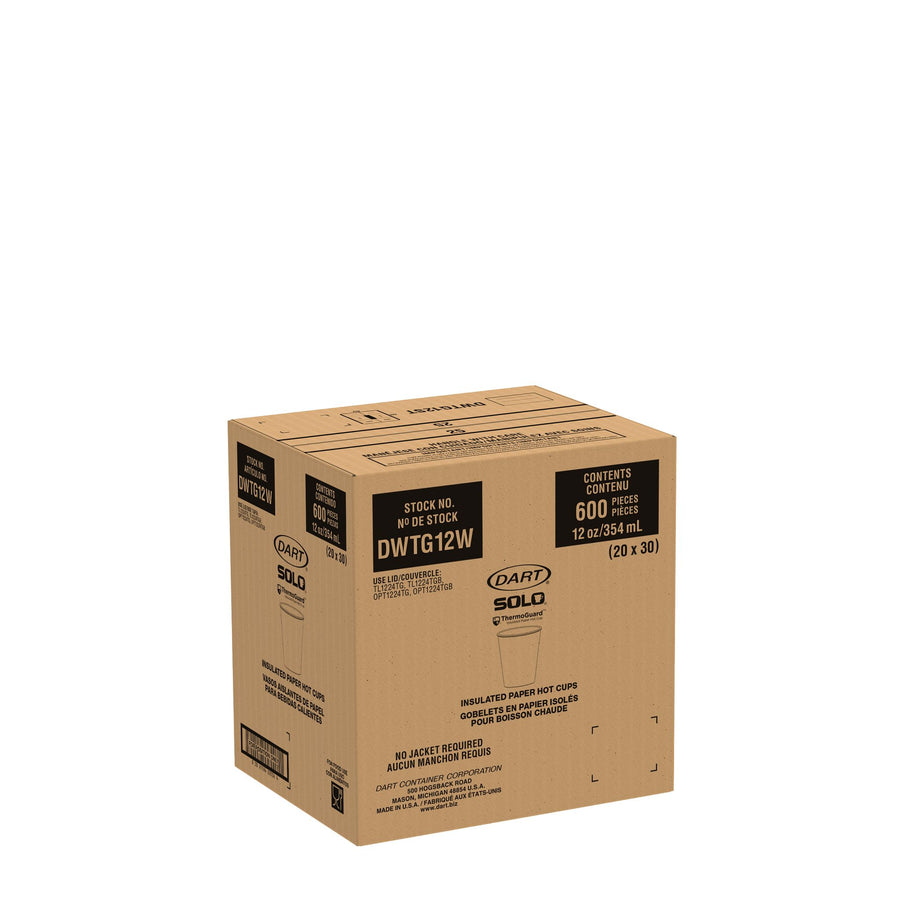 Solo Cup DWTG12W ThermoGuard Insulated Paper Hot Cup 12 oz White 600/CS
