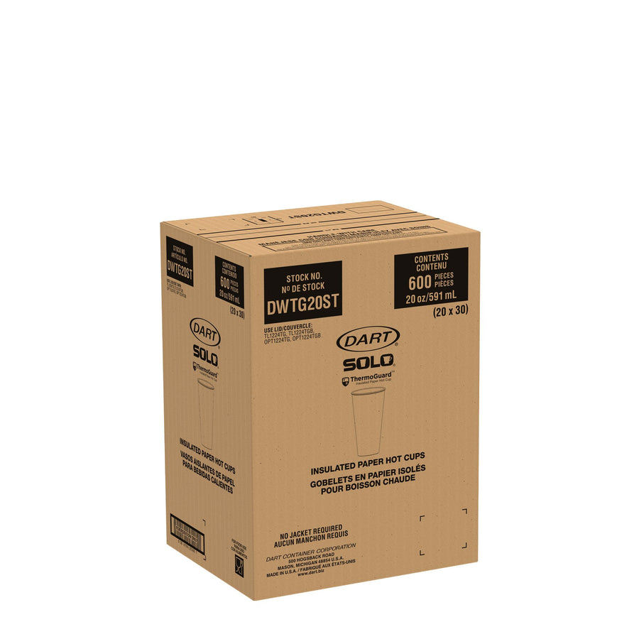 Solo Cup DWTG20W ThermoGuard Insulated Paper Hot Cup 20 oz White 600/CS