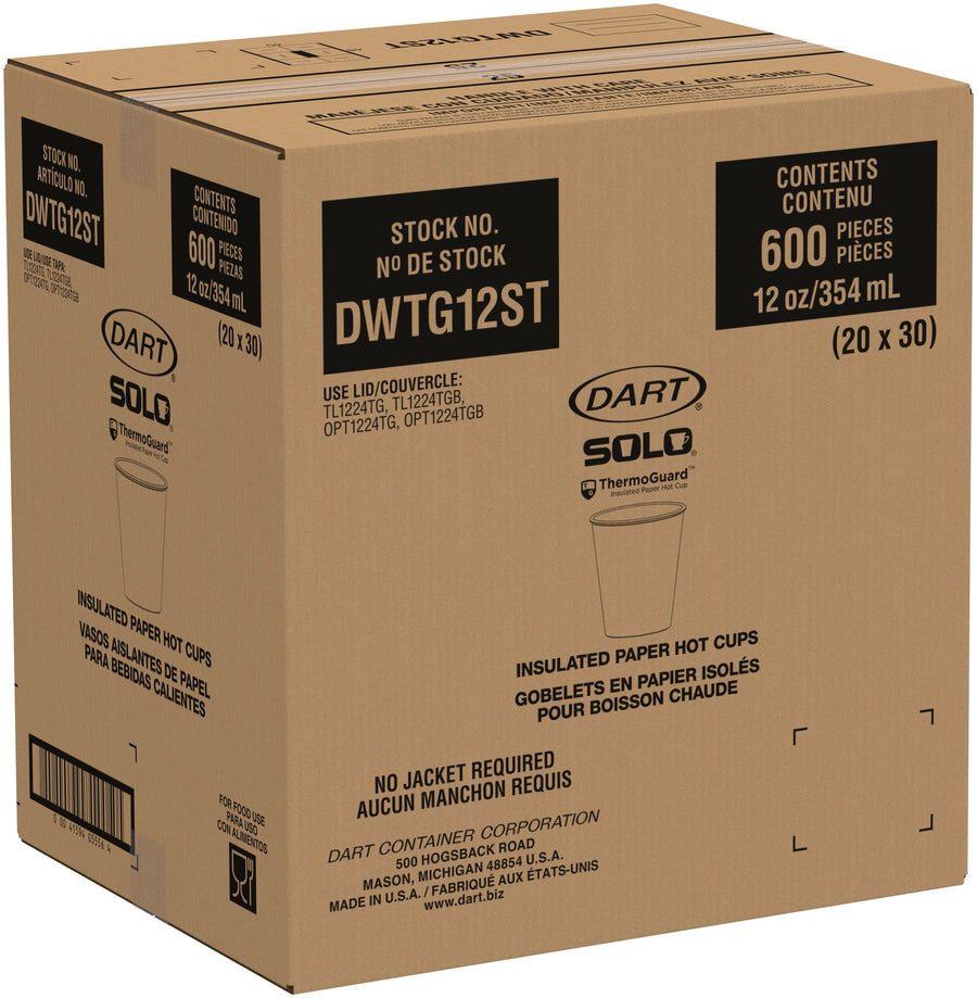 Solo Cup DWTG12ST ThermoGuard Insulated Paper Hot Cup 12 oz, Steam 600/CS