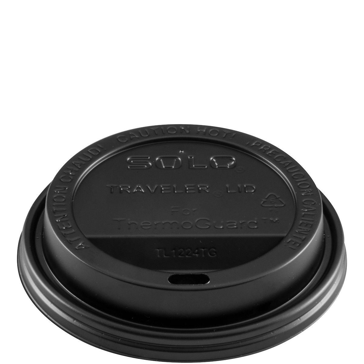 Solo Cup TL1224TGB Traveler Lids for ThermoGuard Black w/ Sip Hole 1200/CS