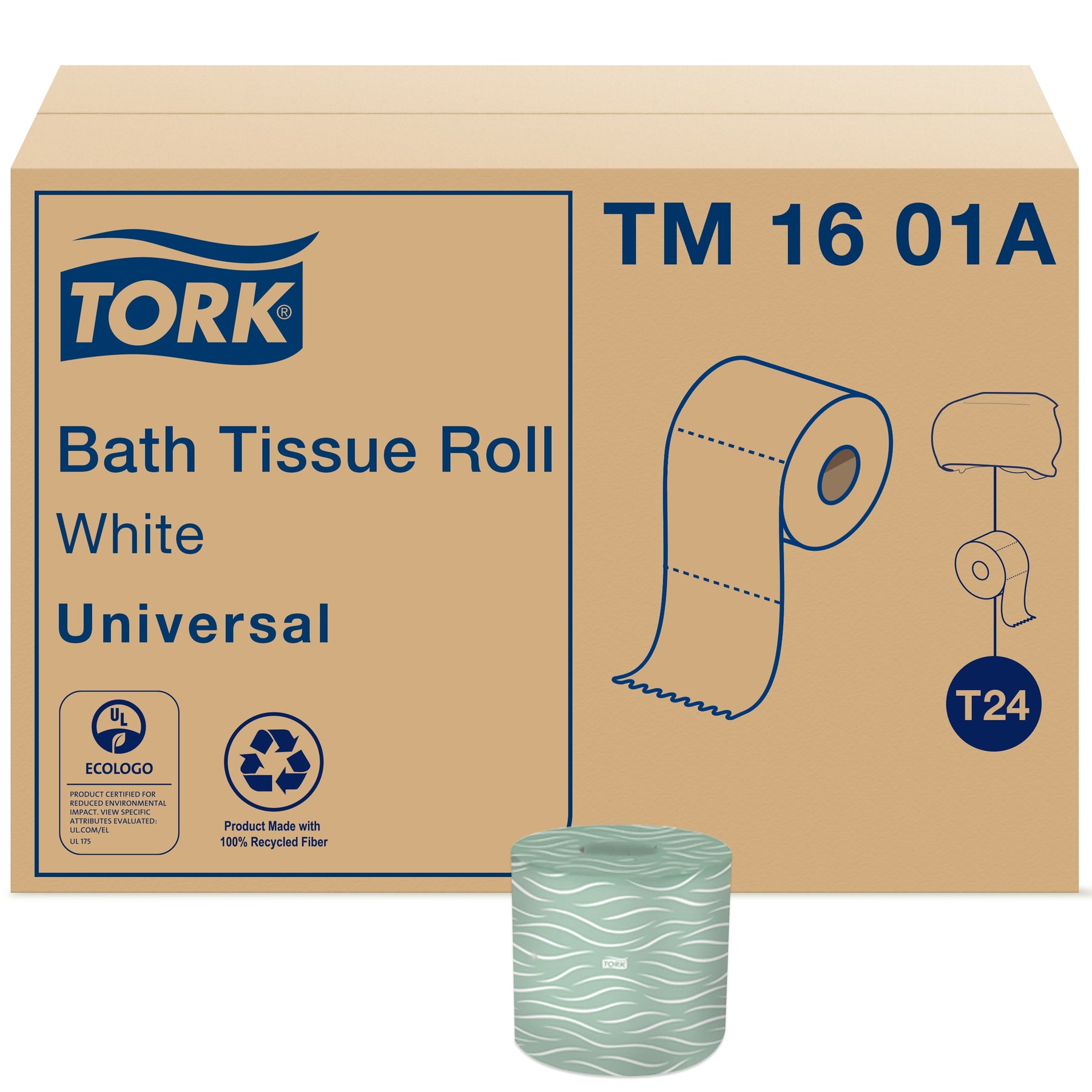 Essity TM1601A Tork Universal Bath Tissue Roll White 4.0 x 3.75 2-Ply 500 Sheets 48/CS