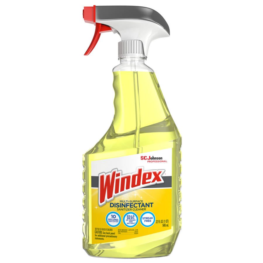 SC Johnson 322369 Windex Multi-Surface Disinfectant Trigger Spray 32 oz Yellow 8/CS