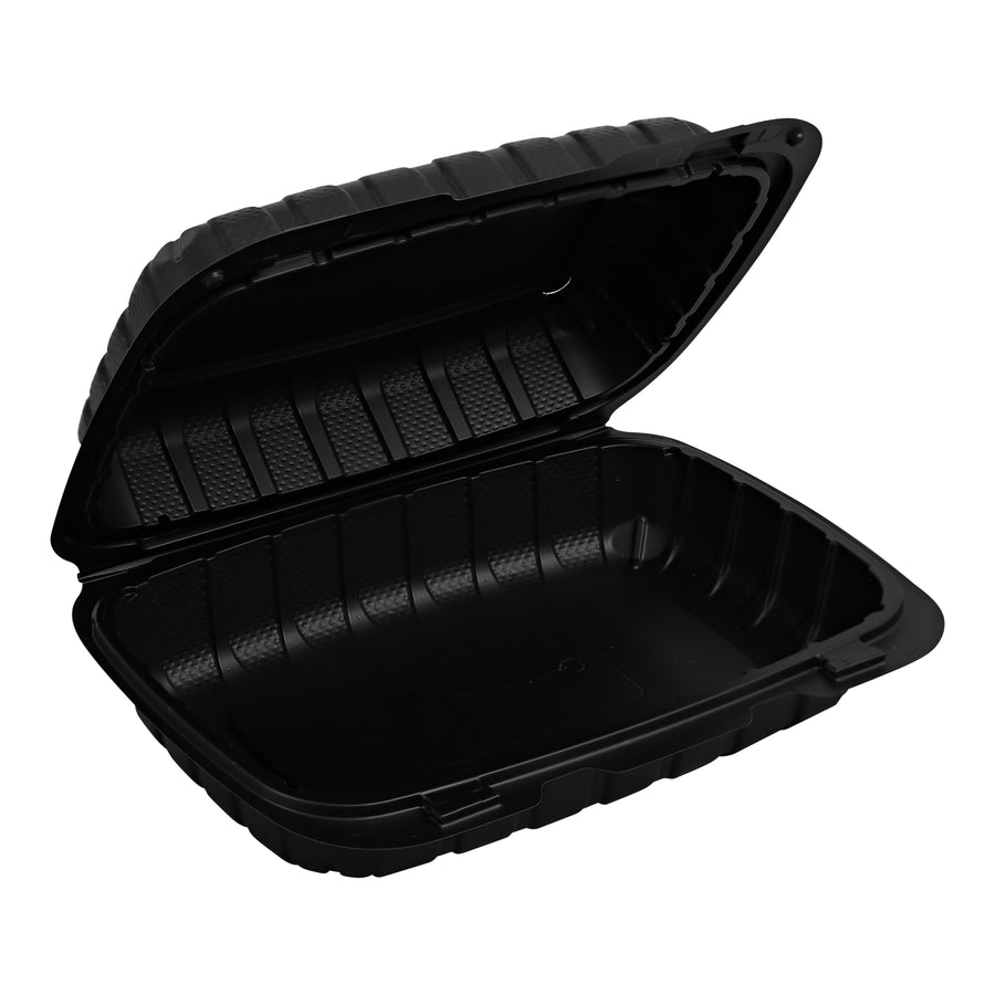 Empress Earth EPPHLB-96 Hinged Container Mineral Filled PP 9" x 6" Hoagie Black 150/CS