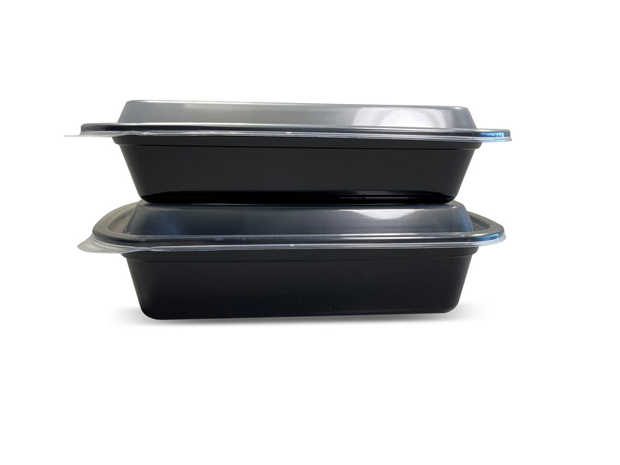 Empress EMBL38RT 38 oz 6x8x2 Rectangle Container Black Base w/ Clear Lid 300/CS