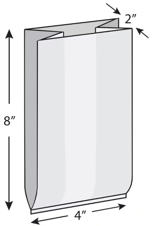 Elkay Plastics 7G042008 TUF-R STD Linear Gusset Bag Low Density 4" x 2" x 8" Clear 1000/CS