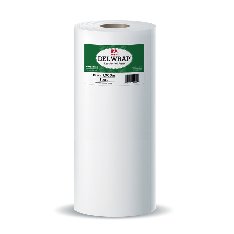 Norpak F15DEL 15" Wet Wax/Del Wrp Rls 1M 1 1 35/50# Paper 3" Core