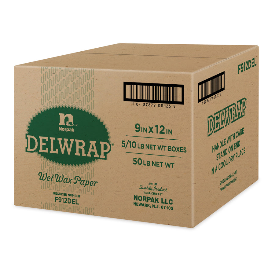 Norpak F912DEL 9X12 Wetwax/Del Wrap Shts 50LB 35/50# Paper 50/Cs