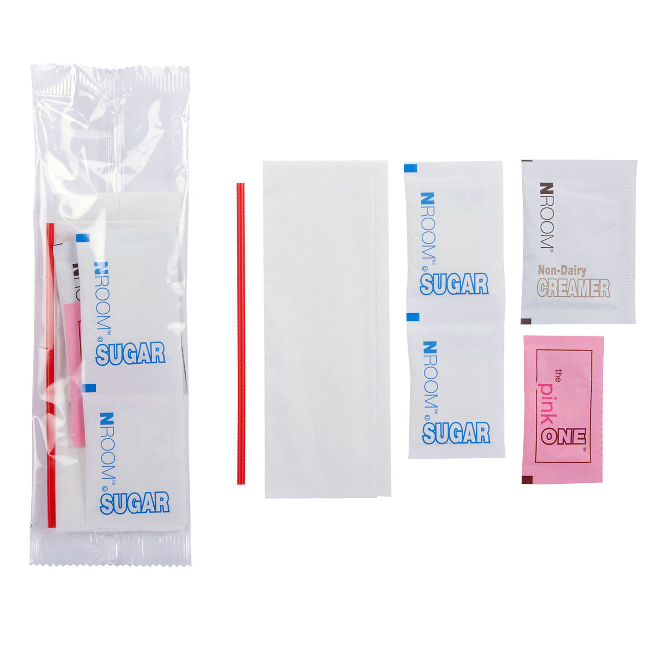 WNA King Packaging CA21113 Coffee Condiment Kit- 2 Sug 1 Sub 1 Creamer 1 Stirrer & 1 Napkin 200/CS