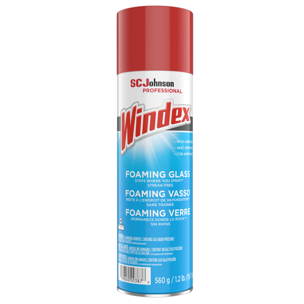 SC Johnson 333813 Windex Glass Cleaner 19.7 oz, Foaming Aerosol 6/CS