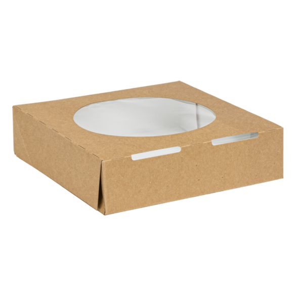 Inno-Pak 013414769 Multipurpose Carton w/ Window 7.06" x 7.06" x 1.81", Kraft 300/CS