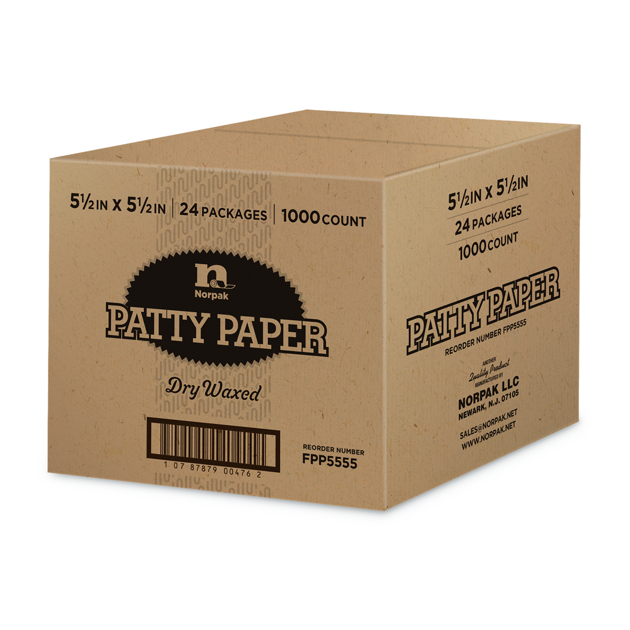 Norpak FPP5555 Patty Paper 5.5" x 5.5" White, 1000 count, 24/CS