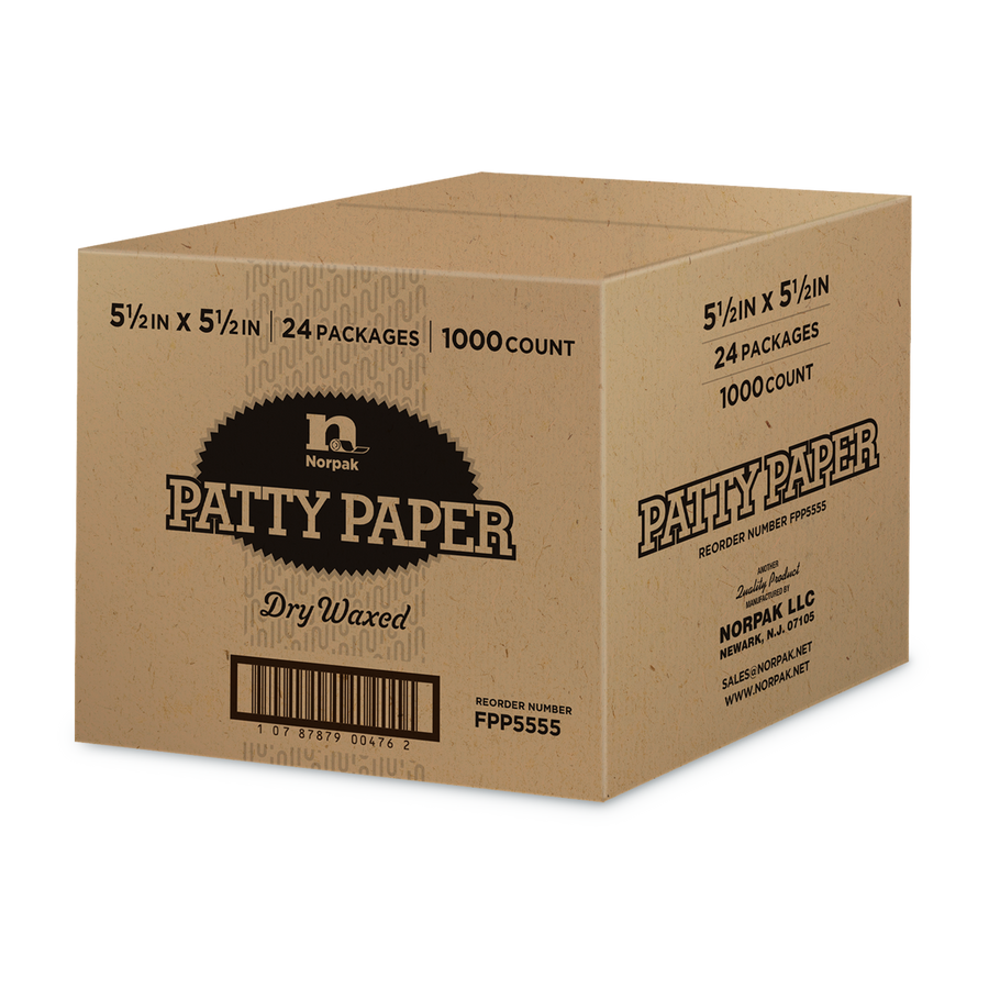 Norpak FPP5555 Patty Paper 5.5" x 5.5" White, 1000 count, 24/CS